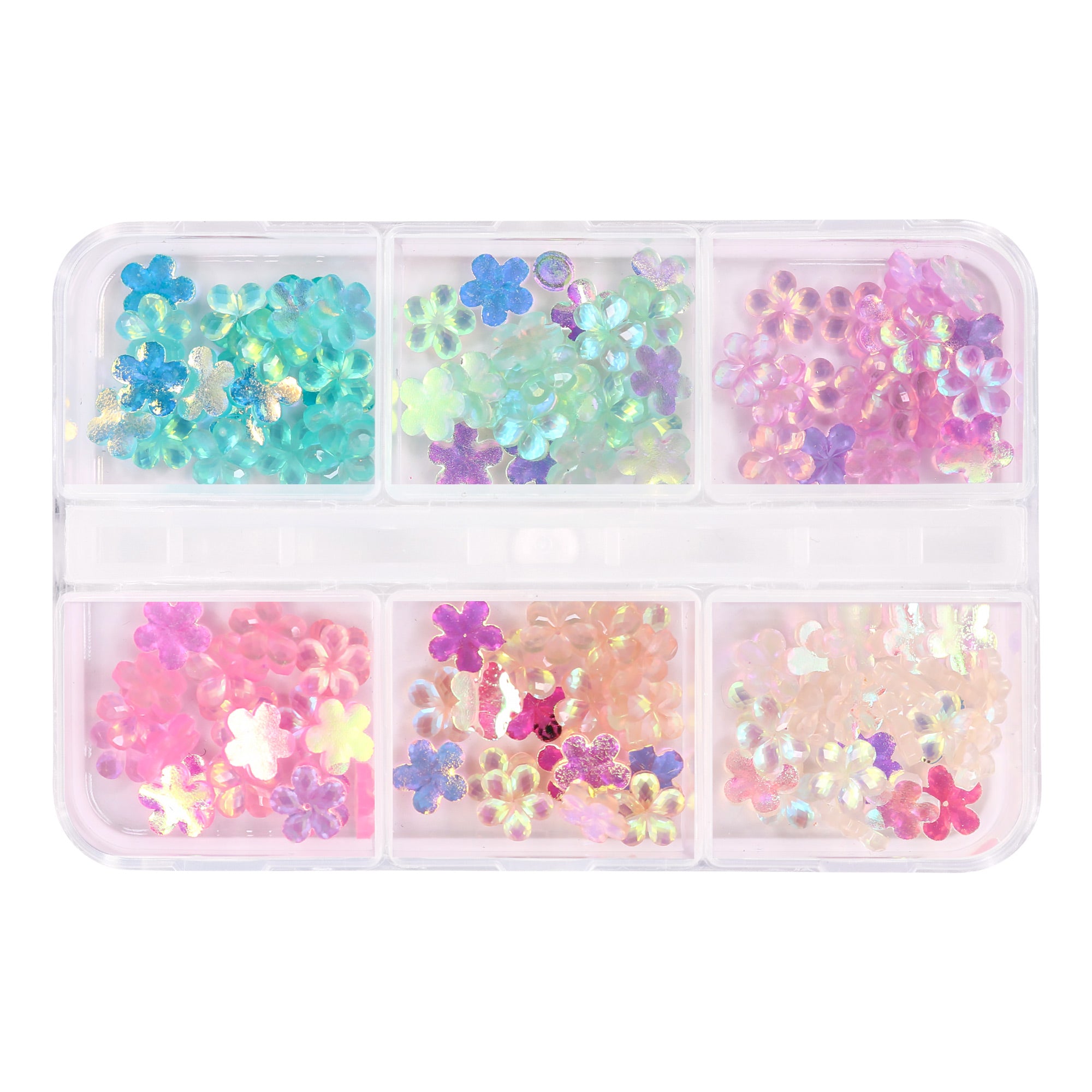  Dreamy Iridescent Resin Flower Mix / 6 Colors 