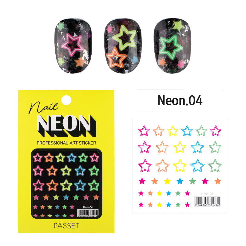  Passet Neon Nail Art Sticker / Radiant Stars 