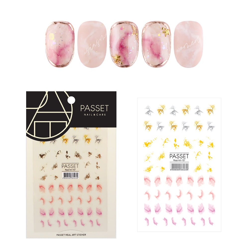  Passet Nail Art Sticker / Marble & Gold 