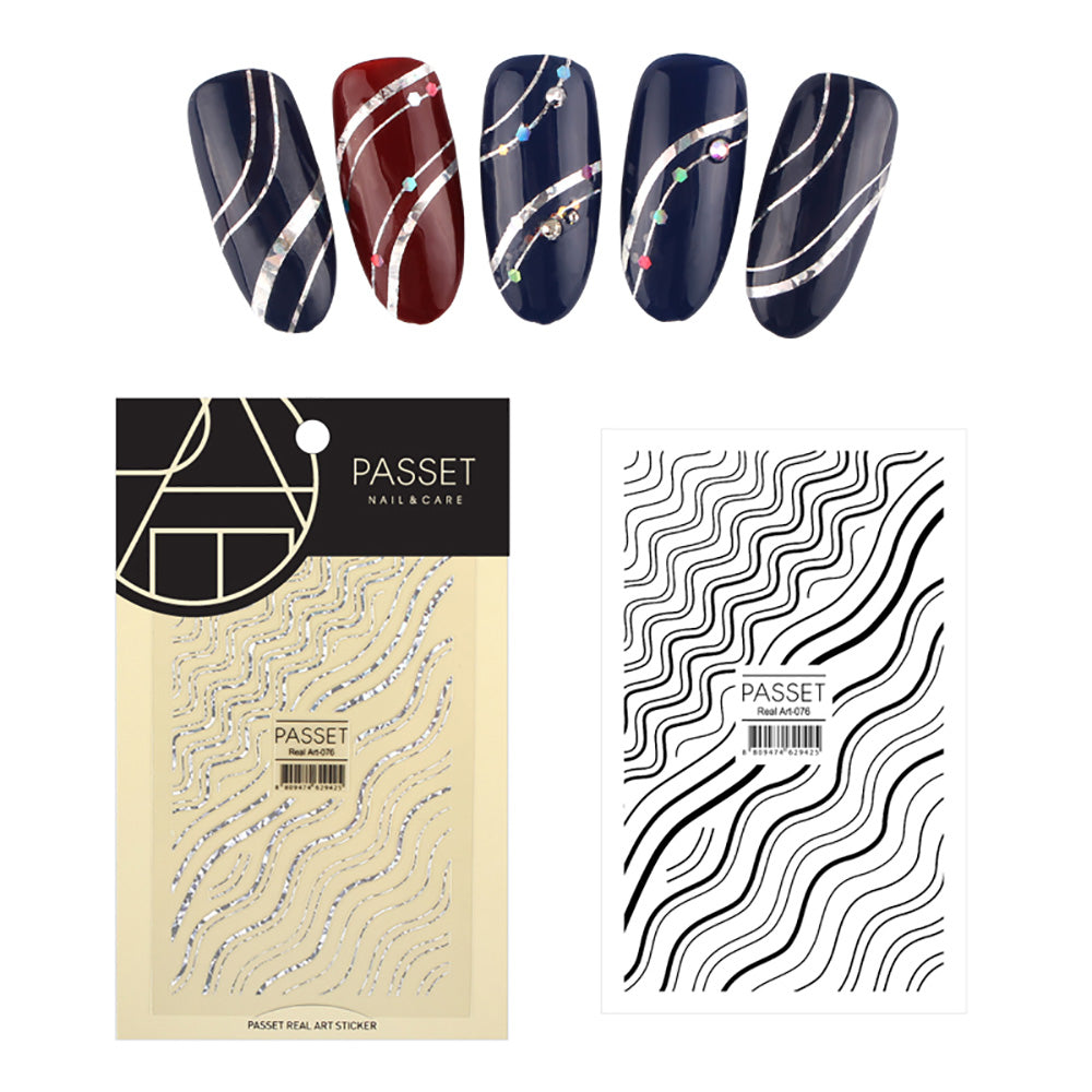  Passet Nail Art Sticker / Wavy Lines 