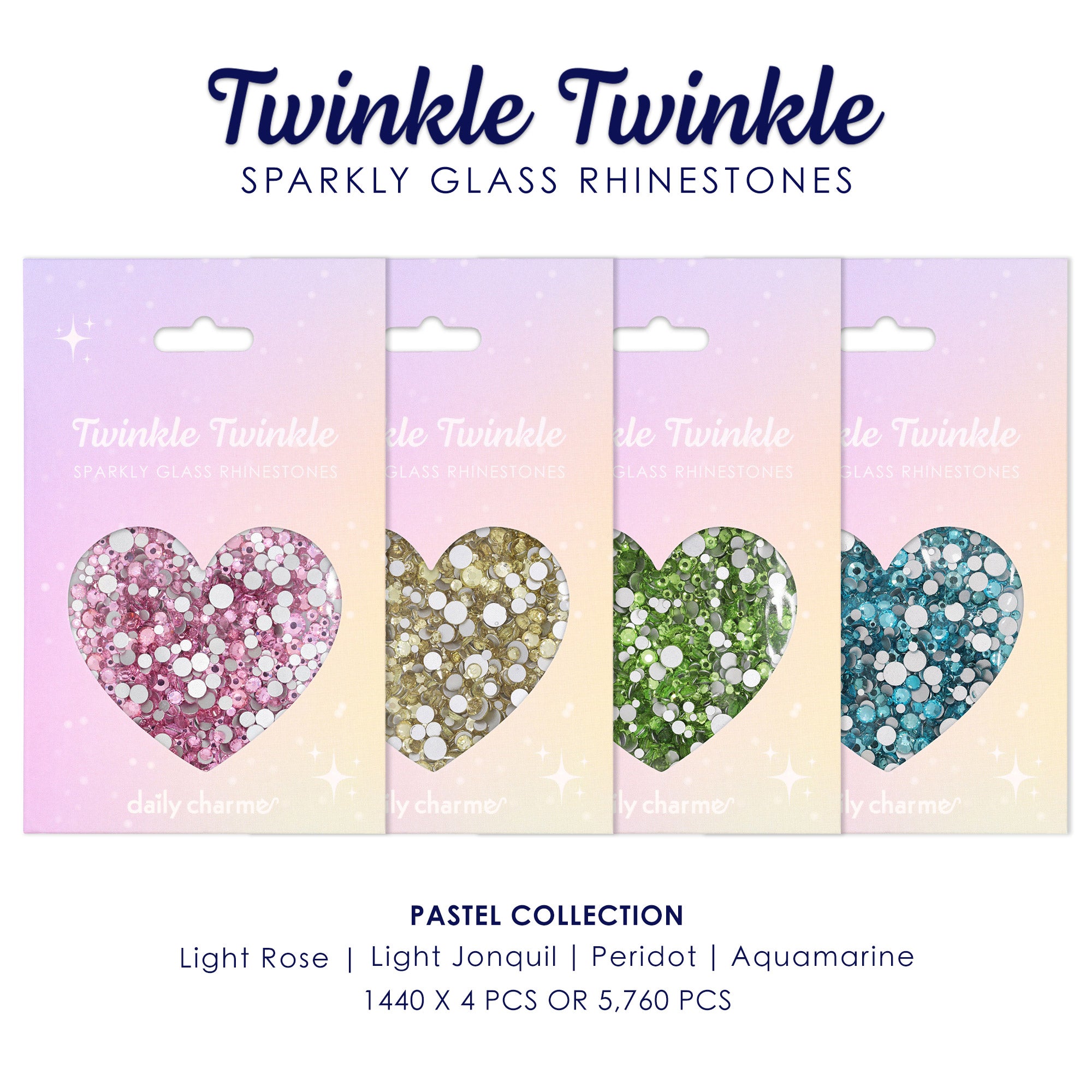  Twinkle Twinkle Round Rhinestone Pastel Collection / 4 Colors 