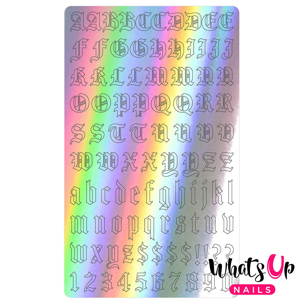  Vinyl Sticker / Blackletter Alphabet / Holographic Silver 