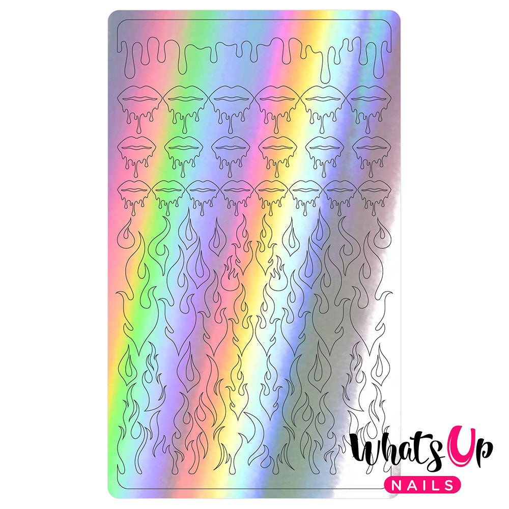  Vinyl Sticker / Dripping Flames / Holographic Silver 