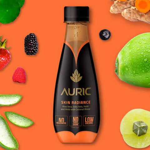 Auric skin radiance ayurvedic juice is one of the natural beauty drinks for glowing skin