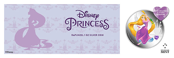 Disney Princess With Gemstone - Rapunzel 1oz Silver Coin