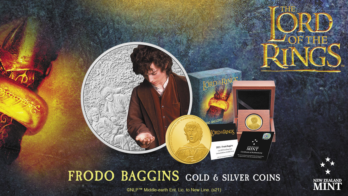Courageous Ring-bearer, Frodo Baggins, is the main focus of these collectible gold and silver coins. A marvellous memento for any fan of this extraordinary trilogy.