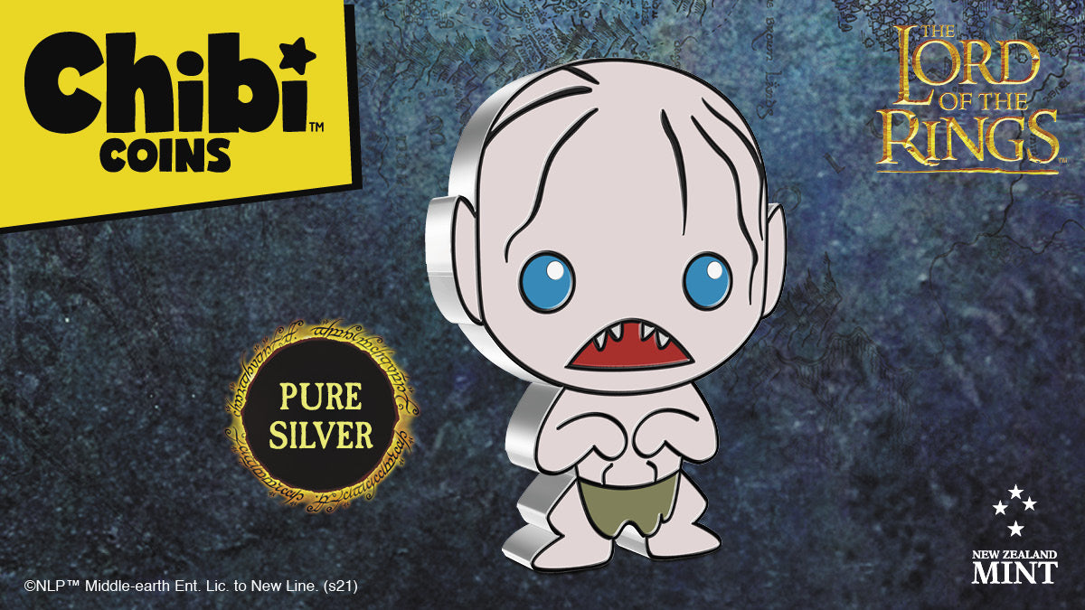 Officially licensed, this 1oz pure silver coin shows the pale-skinned Gollum wearing his loincloth. Together with his large, beady eyes, small strands of brown hair and few sharpened teeth, he is instantly recognisable.