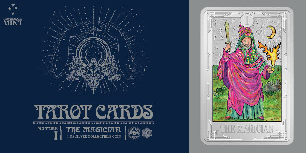 Abracadabra! Card number One, The Magician, features on the second release in our exciting new Tarot Cards Coin Collection struck in 1oz pure silver. Available from NZ Mint now!