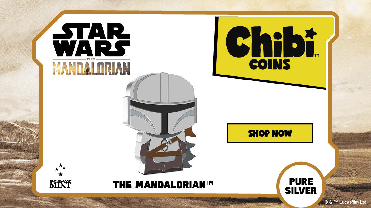 Naturally our Star Wars™ Chibi® Coin collection for the smash hit Disney+ series The Mandalorian™ had to include the Mandalorian™ himself! A formidable bounty hunter in, his body is shielded by beskar armor his face is hidden behind a T-visored mask.