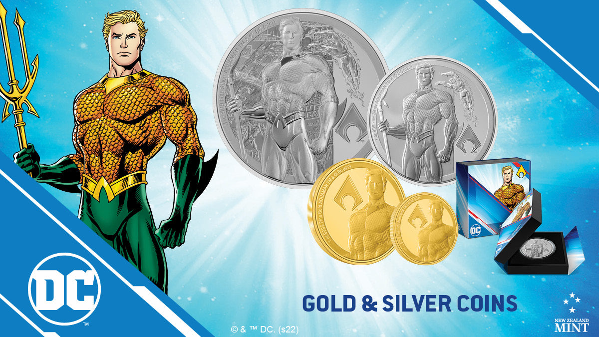 Minted in pure silver and gold, these beautiful limited-edition collectibles are to honour the legacy of the hero AQUAMAN™ – a must-have for any fan! Each coin features a striking engraving of AQUAMAN standing strong, with his emblem on the side.