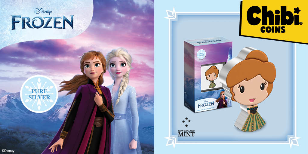 She was born ready! Disney’s caring and determined Anna from the beloved film Disney Frozen has adventured her way onto this Chibi® Coin! Made of 1oz pure silver and officially licensed, it is sure to be love at frost sight.