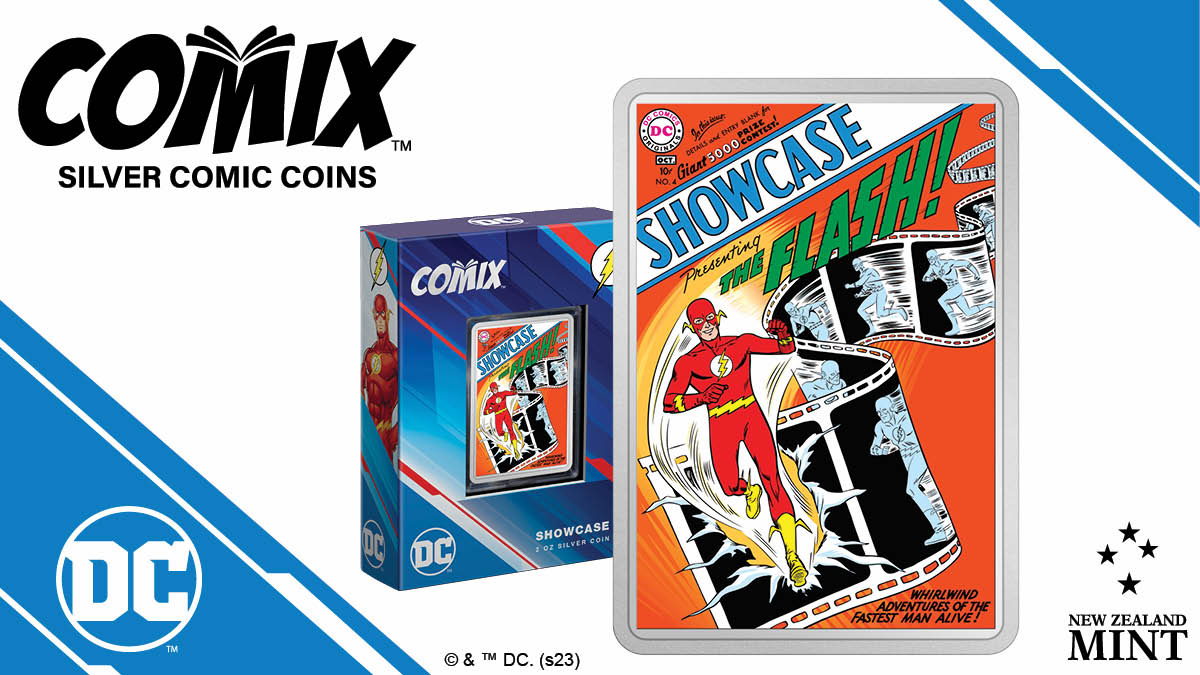 The iconic DC Showcase #4 comic speeds onto these 1oz and 2oz pure silver COMIX™ Coins! The coins are crafted into a rectangular shape and feature the comic cover in colour.