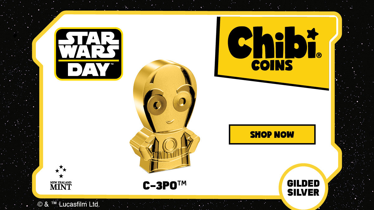 Famous Star Wars™ droid C-3PO™ is presented in 1oz silver which has been shaped and plated in gold. The use of frosting and a mirror finish further define this unique collectible. Also instantly recognisable is his exasperated “hands-on-hips” stance.