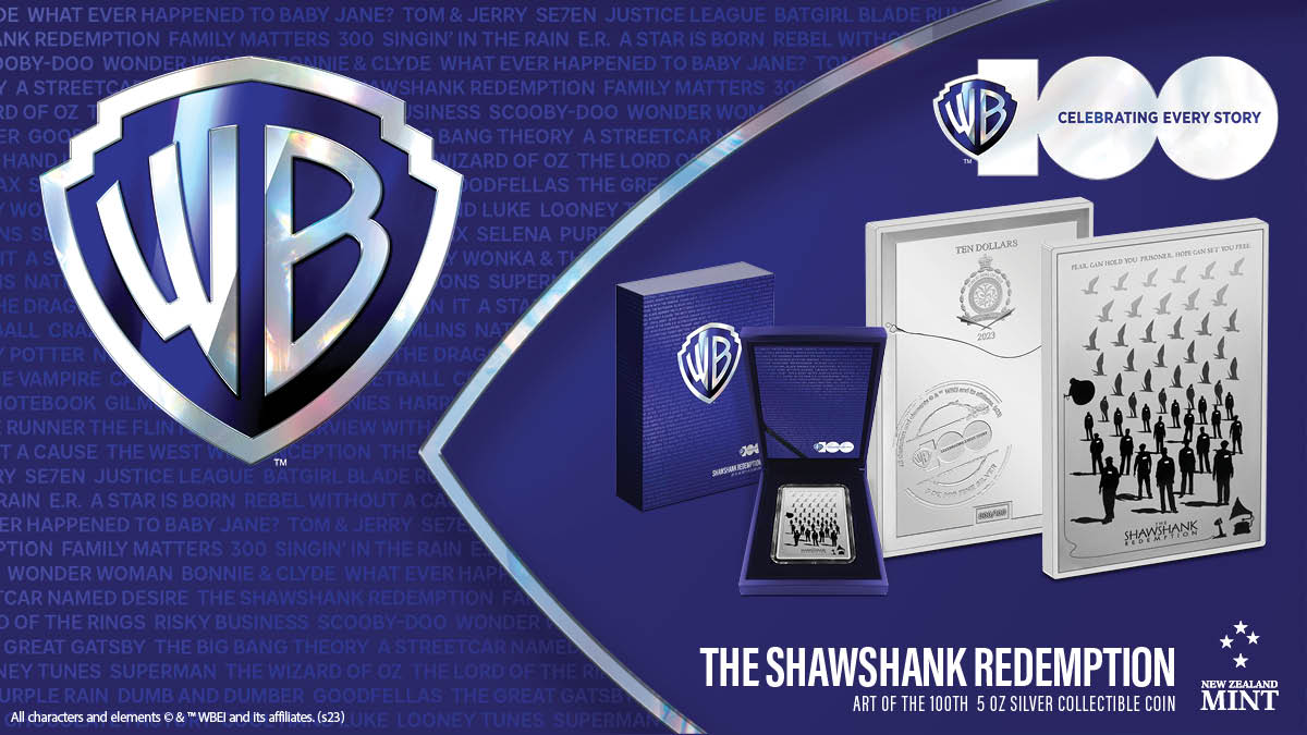 Could we really celebrate Warner Brothers 100th anniversary without The Shawshank Redemption™?! This 5oz pure silver coin displays mesmerizing artwork inspired by the film. To reflect the centenary, we’ve even kept the mintage at a tiny 100!