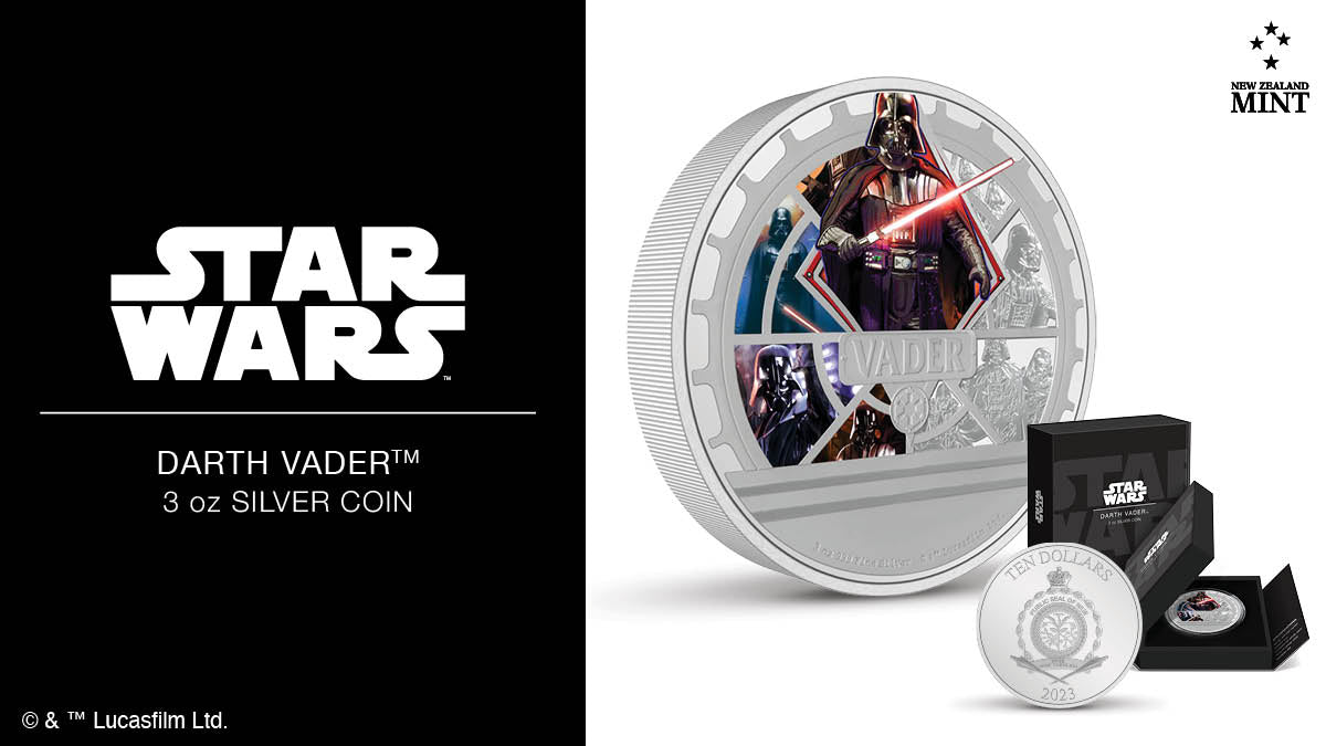 Calling all Star Wars™ enthusiasts, prepare to be captivated by this 3oz pure silver Classic Coin honouring the formidable Darth Vader. With the coin’s large 55mm diameter, this gives ample room for some of his iconic moments in the galaxy.