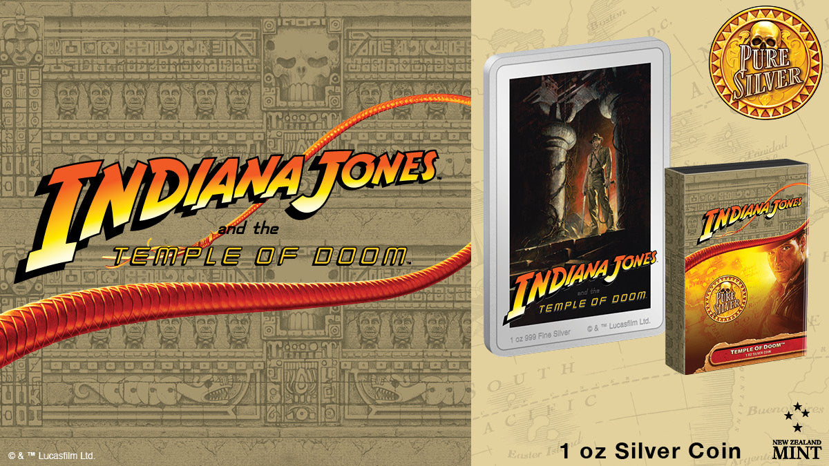 The danger and adversity only intensify in Indiana Jones and the Temple of Doom™, and we’re taking you back with this 1oz pure silver coin! Crafted into a rectangular shape, the coin displays the epic movie poster from 1984 in detailed colour.