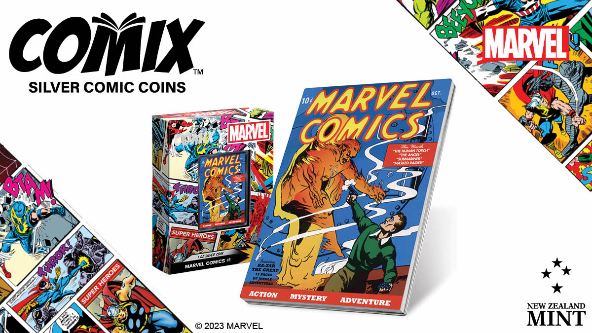 Marvel fans, if there’s any collectible you need – this is it! 1oz of pure silver, this COMIX™ Coin features Marvel Comics #1! This iconic piece displays a coloured image of the epic comic cover, with some parts left engraved and frosted.