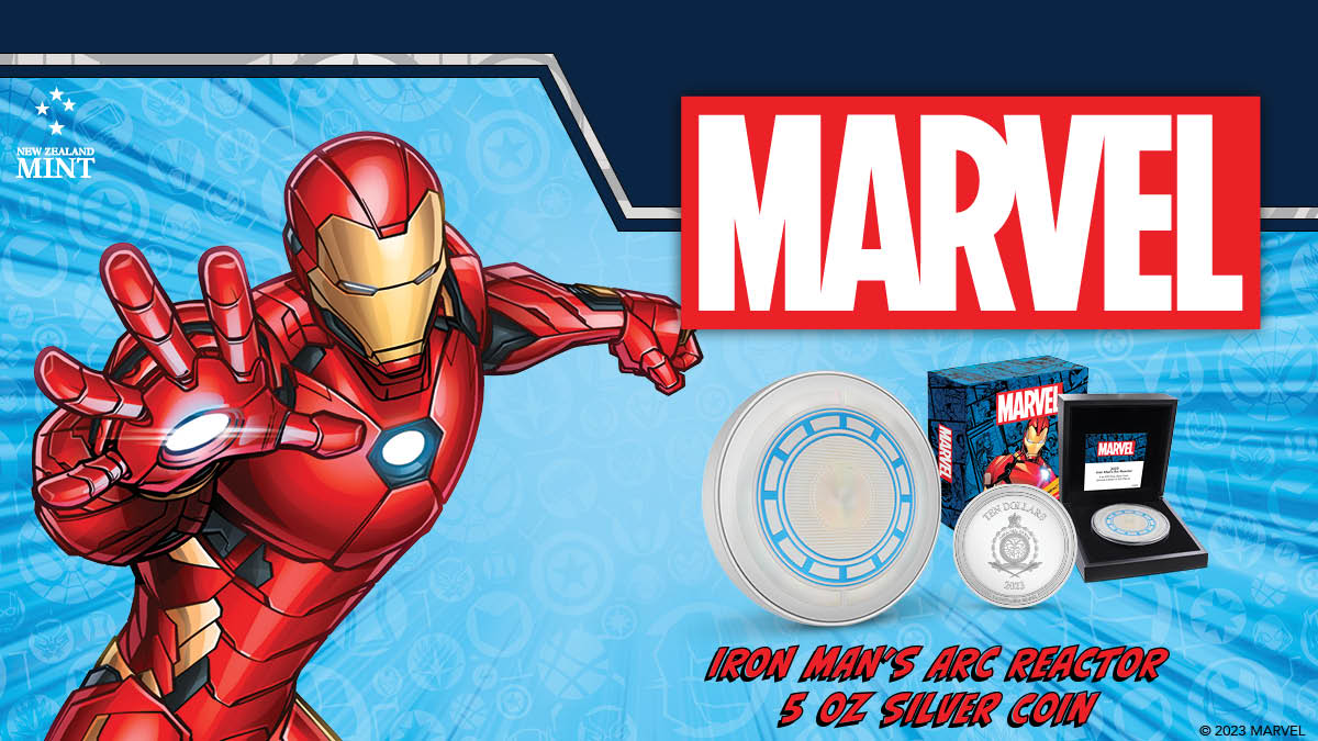 This massive 5oz pure silver Marvel coin captures the essence of Iron Man's Arc Reactor. Every detail, from the frosting, mirror finish, and colour to bring out the signature blue glow, is meticulously rendered.