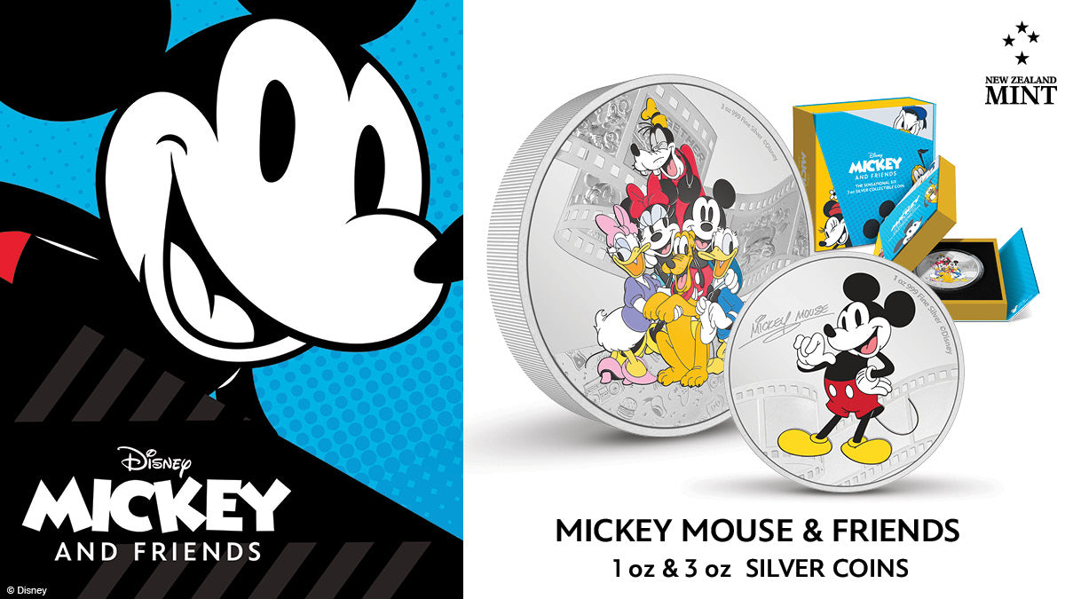 Disney’s Mickey & Friends are here to spread love and joy on these pure silver coins! The 1oz pure silver coin pays homage to our first Disney coin from 10 years ago! The 3oz pure silver coin presents Disney’s Mickey & Friends in greater detail.