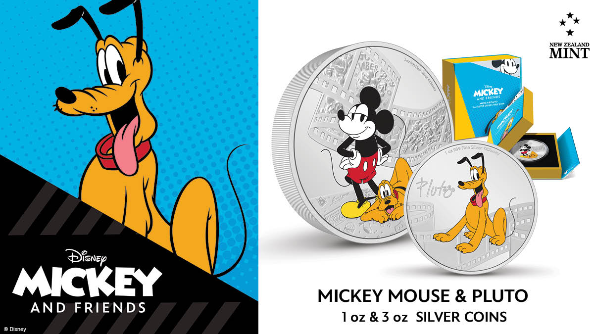 Our final 1oz and 3oz pure silver Mickey & Friends coins are here and of course, we had to include Disney’s Mickey Mouse and his adorable sidekick, Pluto! The coins feature colour, frosted engraving and mirror-finish.