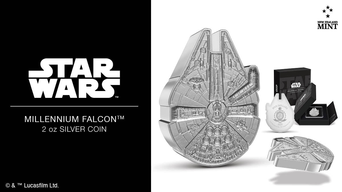 It’s time to celebrate an icon – the infamous Corellian™ freighter, the Millennium Falcon™ – in the form of very special Star Wars™ pure silver coins. Both have limited worldwide mintages, there will never be another one like it!