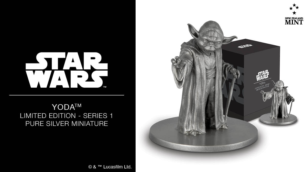 Star Wars™ fans, you’re sure to love this new incredible pure silver miniature, featuring Yoda™! Using approximately 152.2g of .999 silver, it is designed by 3D master sculptor Alejandro Pereira Ezcurra.