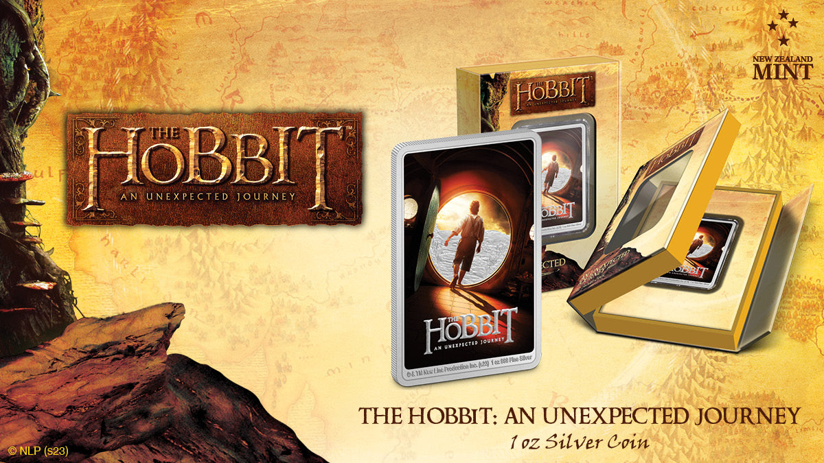 Our new series for THE HOBBIT™ begins! Starting with the first film in the trilogy, An Unexpected Journey, on a 1oz pure silver coin. This precious piece is coloured and shaped to resemble the fantasy film’s theatrical poster from 2012.