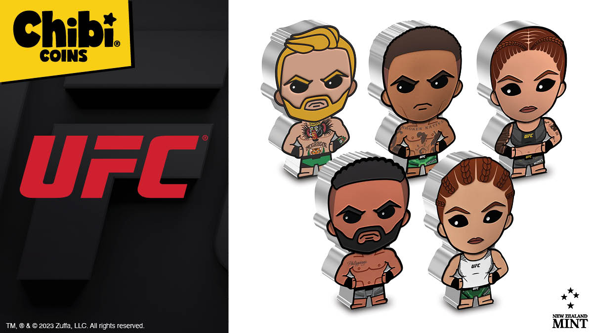 UFC® fans! We’re thrilled to announce our first round of Chibi® Coins featuring some of the most legendary fighters to step inside the Octagon. Each 1oz pure silver piece is a brilliant mix of the thrill of combat with the art of collecting.