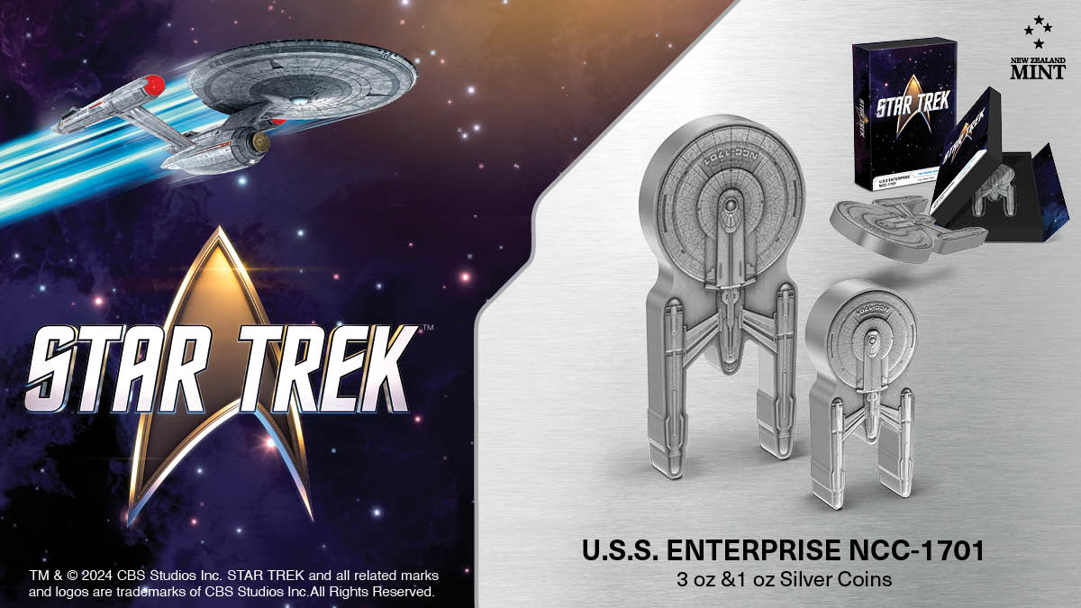 Prepare to embark on a journey as we unveil these stellar masterpieces – the U.S.S. Enterprise NCC-1701 pure silver coins! 1oz and 3oz, these pieces bridge the gap between the artistry of coin design and the rich narrative of the beloved Star Trek.