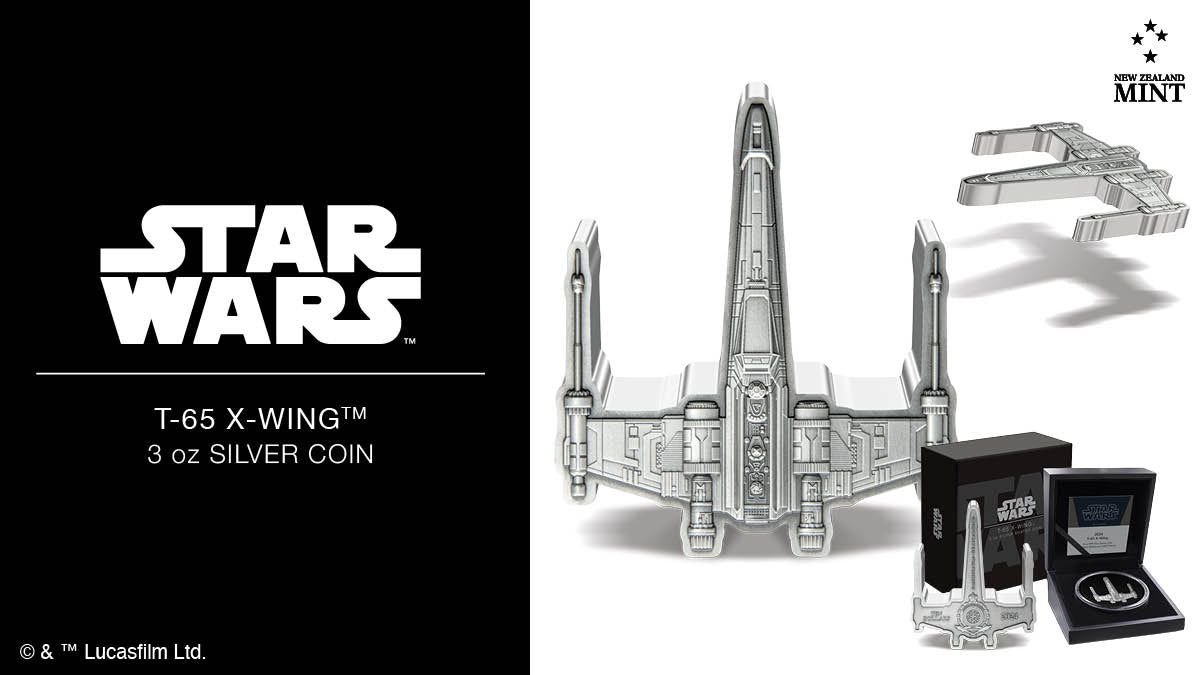 This 3oz pure silver Star Wars™ coin captures every aspect of the T-65 X-wing Starfighter. The design also boasts an antique finish for a weathered appearance, symbolic of the battle-torn ship.