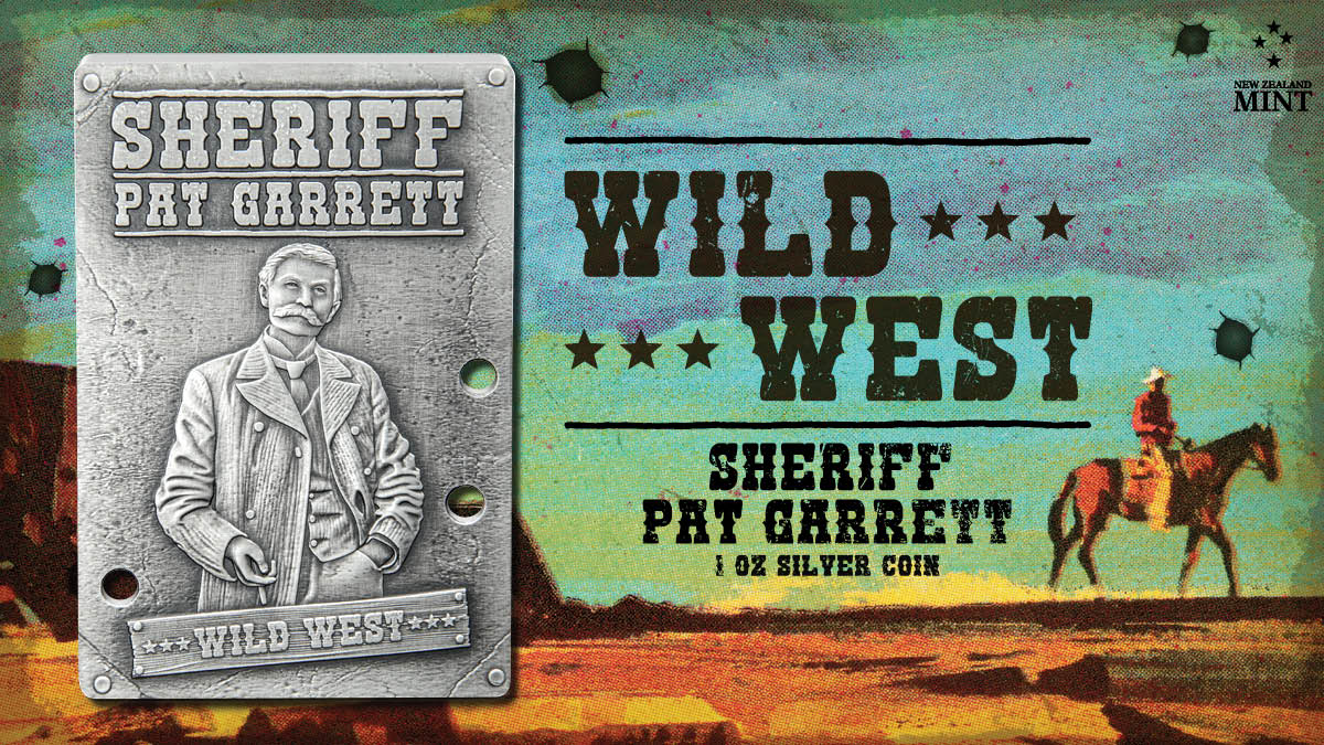 Sheriff Pat Garrett's legacy is honoured and immortalized in the form of 1oz pure silver. Crafted with impressive attention to detail, the design features a striking antique finish and punched-out bullet holes.