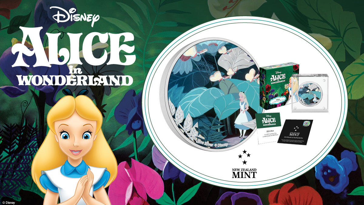 We are excited to share the first coin in a new officially licensed coin collection for one of Disney's greatest animated classic, Alice In Wonderland! This 1oz pure silver coin features an image from the movie of the peculiar world of Wonderland.