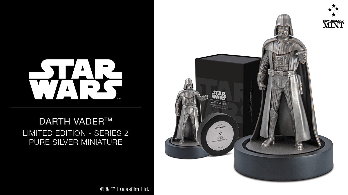 We are excited to share a new Darth Vader™ pure .999 silver miniature for 2022! Fans will recognise this menacing stance, showing the Sith Lord™ using his Force™ choke! This is the second in the series, with the first one from 2019 sold out!