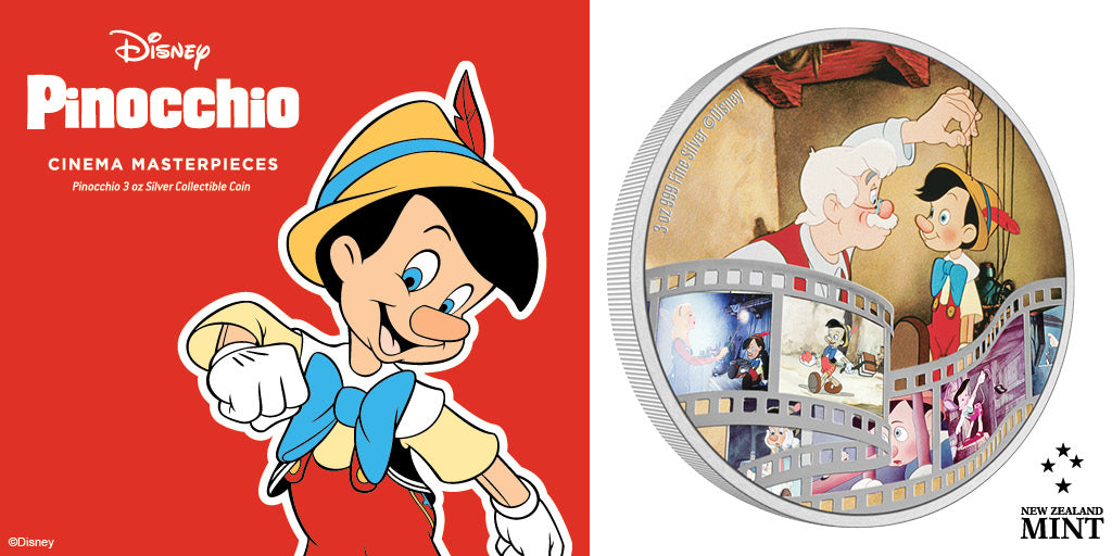 Disney - Cinema Masterpieces - Pinocchio 3oz Silver Coin
