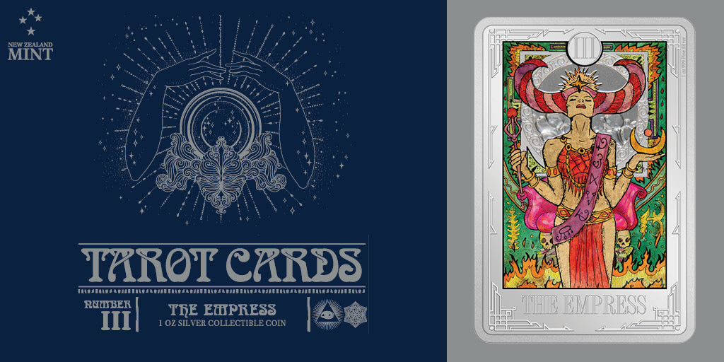 Our 1oz Silver Tarot Card Collection has been extremely popular. The Empress card is numbered Three in the Major Arcana and she reminds us takes the time to enjoy and appreciate all the finer things in life with her engaging beauty and presence.