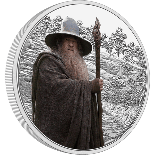 Looking for a limited edition and licensed THE LORD OF THE RINGS™ collectible coin? Wise and valiant, Gandalf the Grey, features on this intricately engraved 1oz silver coin. On one side it shows a detailed engraving of the Shire, with the powerful wizard in colour in the foreground. NZ Mint