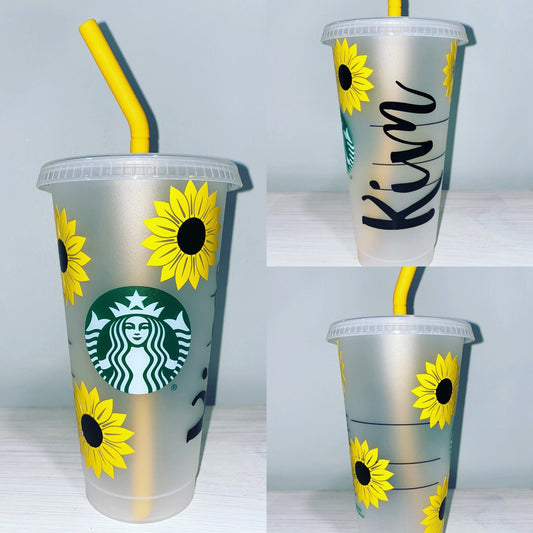 Sunflower, Personalized Starbucks Cup, Personalized Tumbler, Reusable –  Glitter Haze Boutique