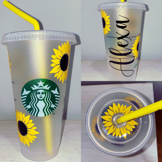 Sunflower Starbucks Tumbler Sunflower Water Bottle -  in 2023