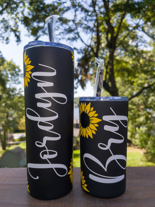Personalized Initial Tumbler With Monogrammed Letter Sunflower - Sandjest
