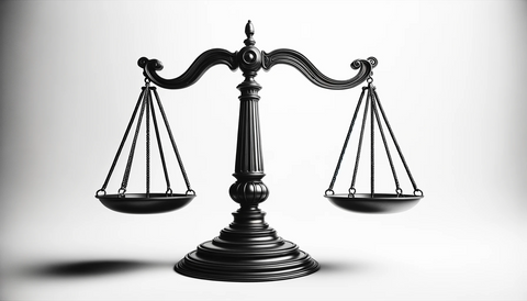b&w image of the justice scales to represent DEA rescheduling