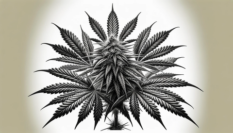 b&w picture of a cannabis plant