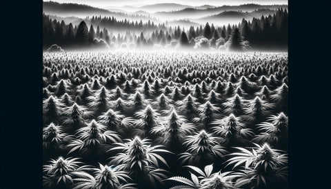 field of cannabis in the mountains