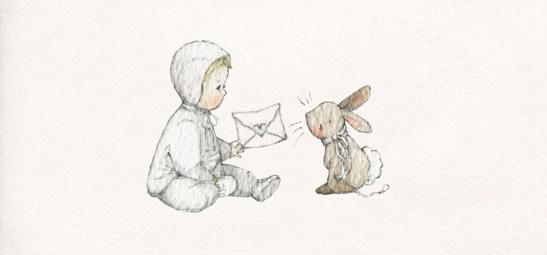 children's Illustration of bunny rabbit delivering a letter to a child 