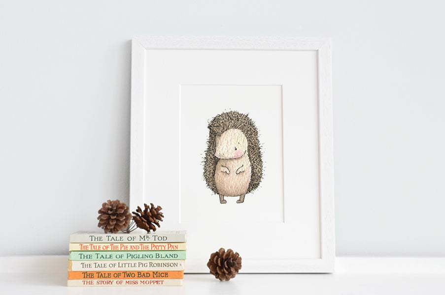 Newborn Baby Hedgehog Nursery Art Print Daisyandbump