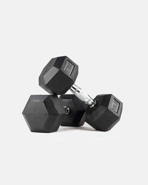 rubber encased hex dumbbells