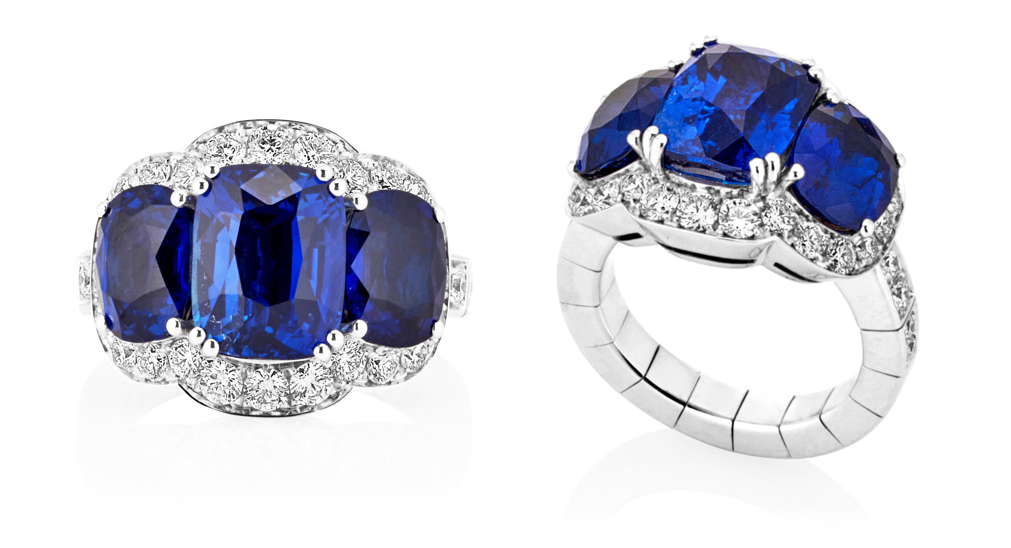 Picchiotti Ceylon sapphire ring, front and side