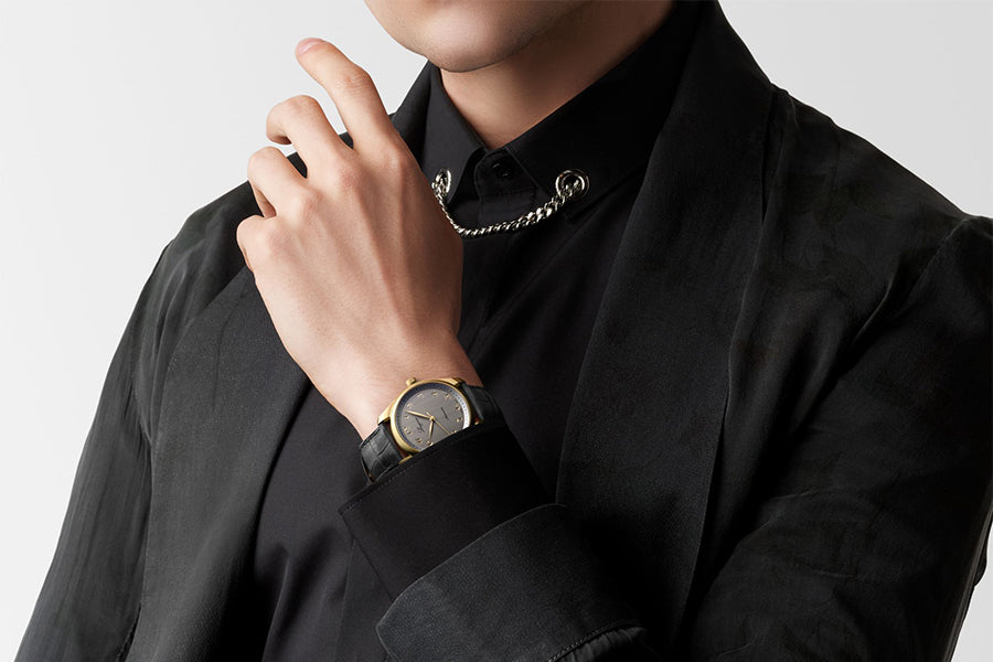 The Longines 190th Anniversary Master Collection Yellow Gold watch on person