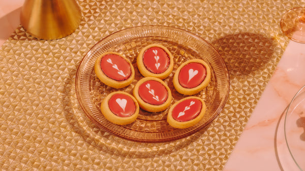 Raspberry Cookie Tarts decorated for Valentine's Day