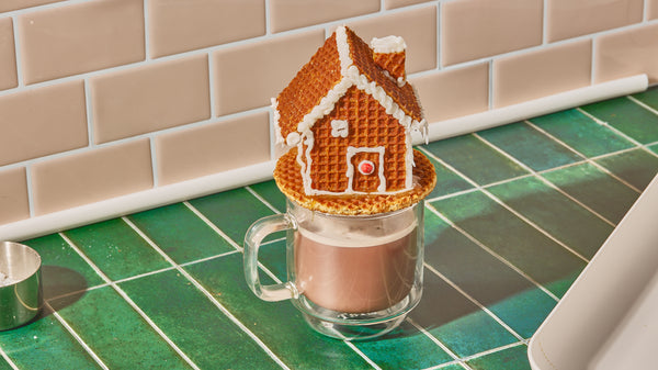 Decorated stroopwafel gingerbread house