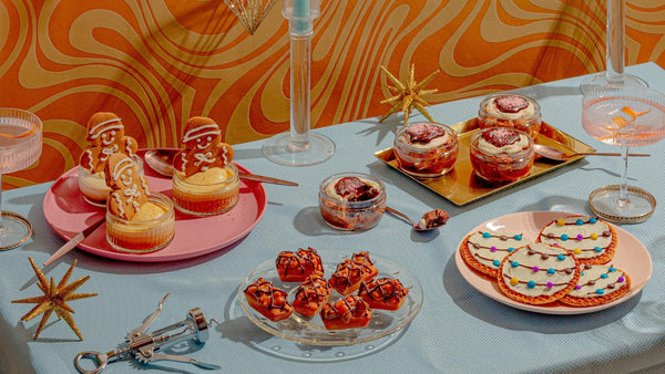 Winter Party table setting with treats and drinks